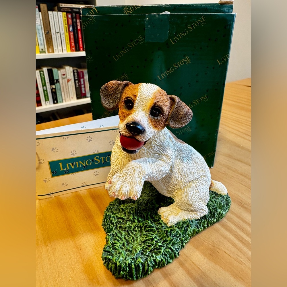 LivingStone White & Brown Jack Russell Terrier Playful Pose- NWT Vintage